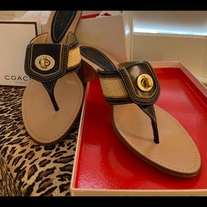 Coach leather and woven kitten heel sandal NIB sz8